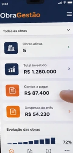 Tela mobile do ObraGestão